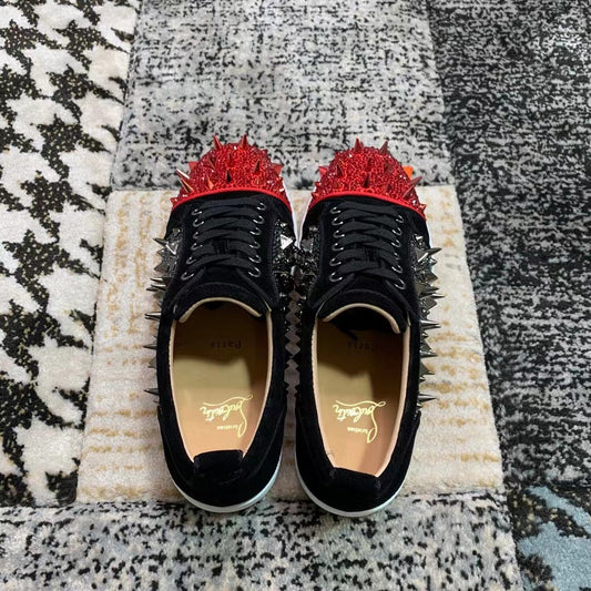 Christian Louboutin Red / Black Spikes Low