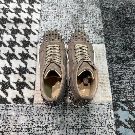 Christian Louboutin Cream Velvet Spikes High