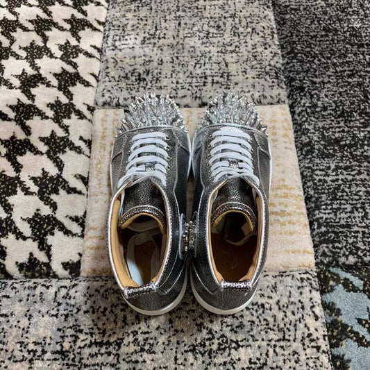 Christian Louboutin Silver Spikes High