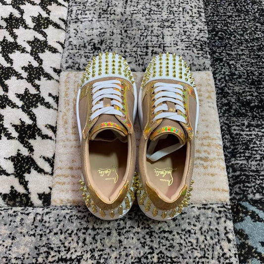 Christian Louboutin Fade Color / Gold Spikes Low