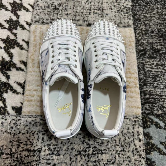 Christian Louboutin White Low Spikes