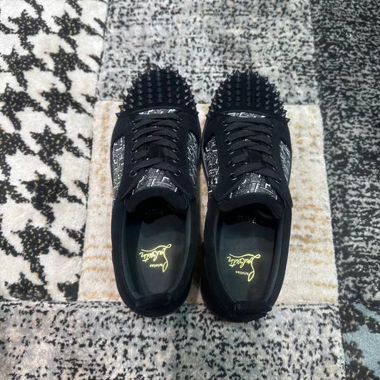 Christian Louboutin Black & Gray Low Spikes
