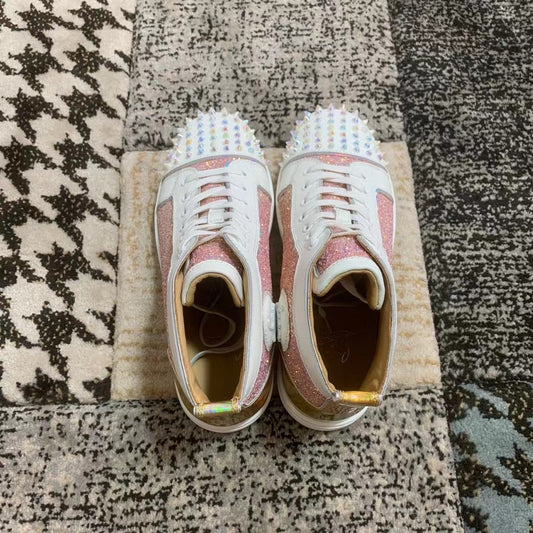 Christian Louboutin White / Pink Spikes High