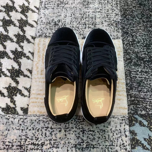 Christian Louboutin Black Velvet High Sole Low