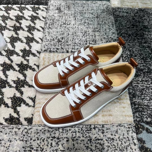 Christian Louboutin Classic Brown & White Low