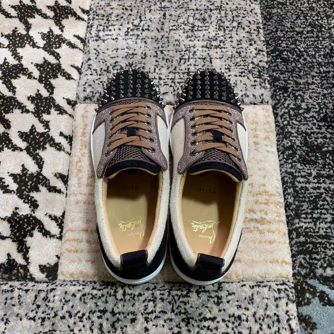 Christian Louboutin Brown / Black Spikes Low