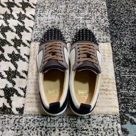 Christian Louboutin Brown / Black Spikes Low