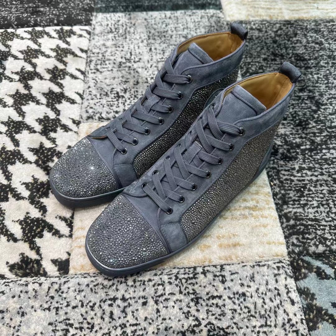 Christian Louboutin Gray Velvet Diamonds High