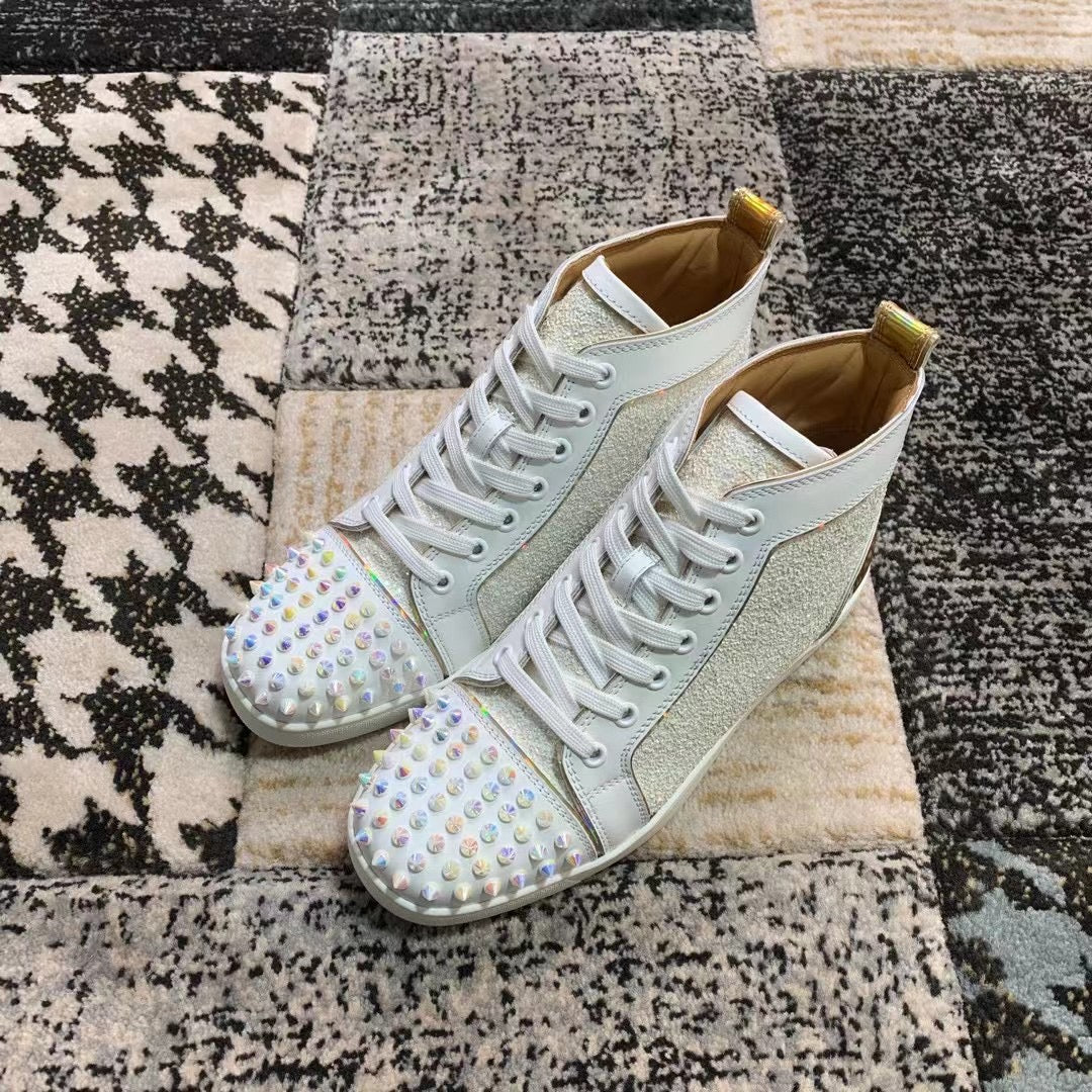 Christian Louboutin White Diamonds Spikes High