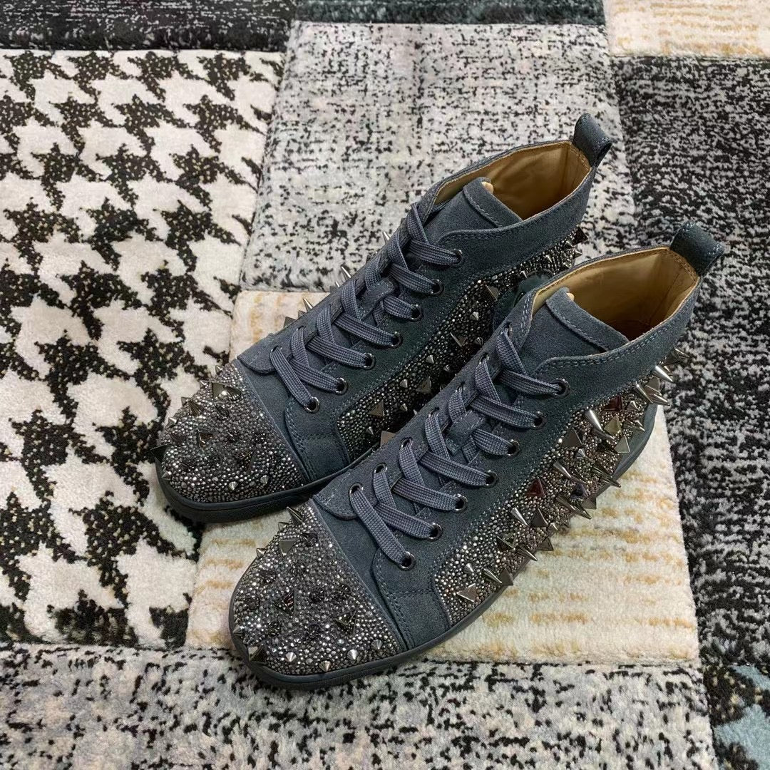 Christian Louboutin Gray Spikes High – Luxury