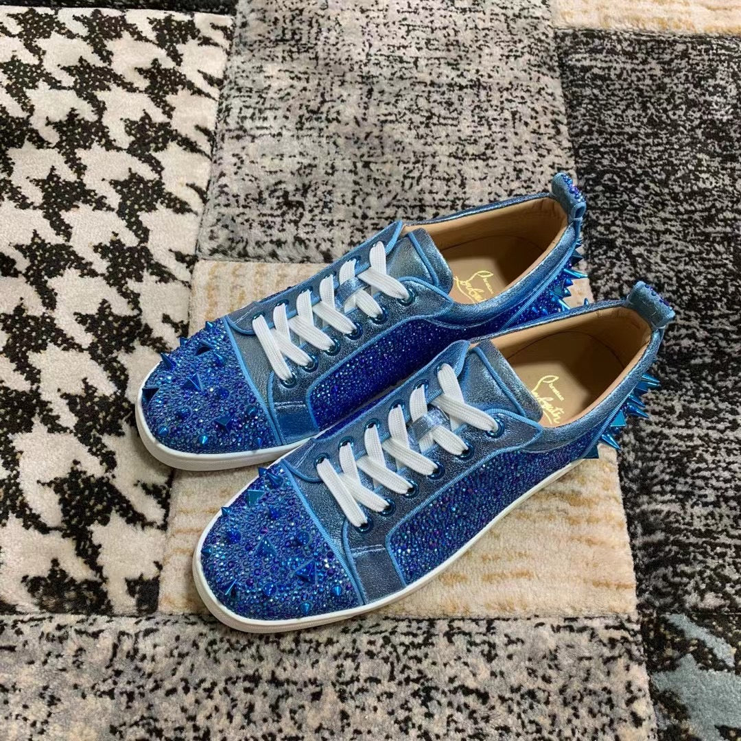 Christian Louboutin Blue Diamonds Spikes Low