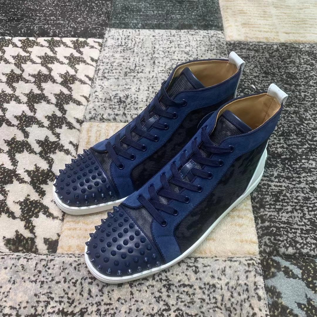 Christian Louboutin Blue / White Spikes High
