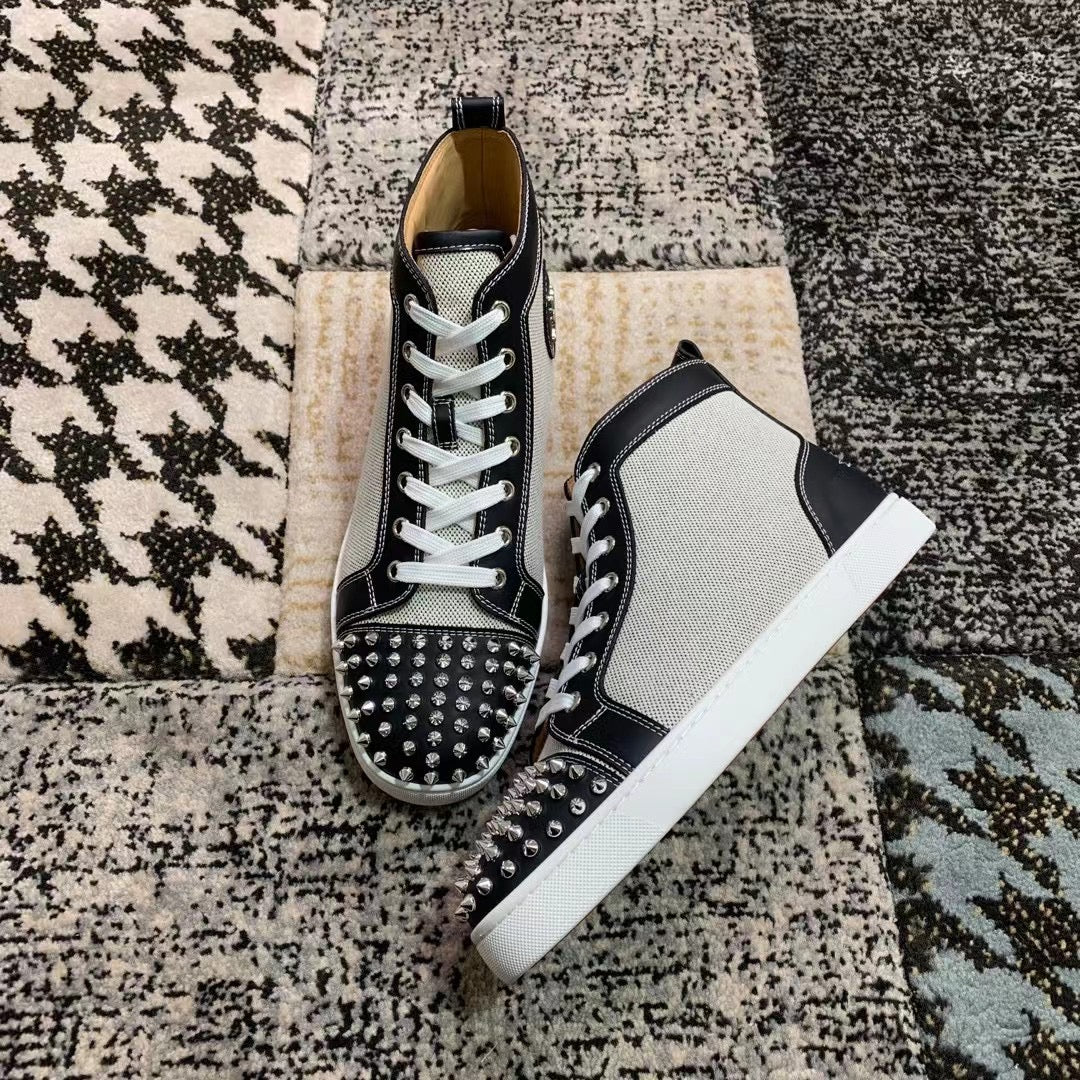 Christian Louboutin Black & Gray Spikes High