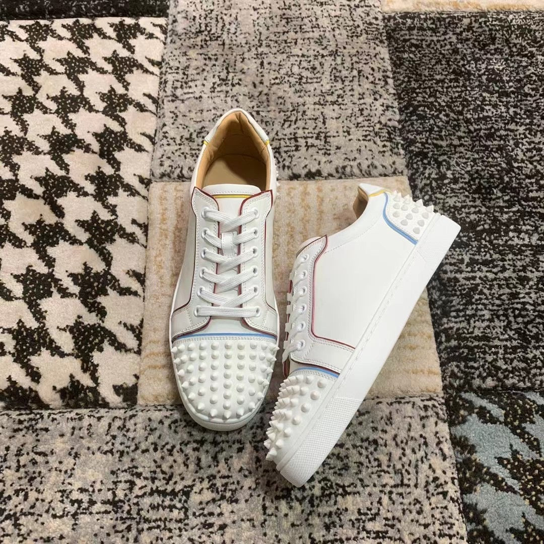 Christian Louboutin White Spikes Low