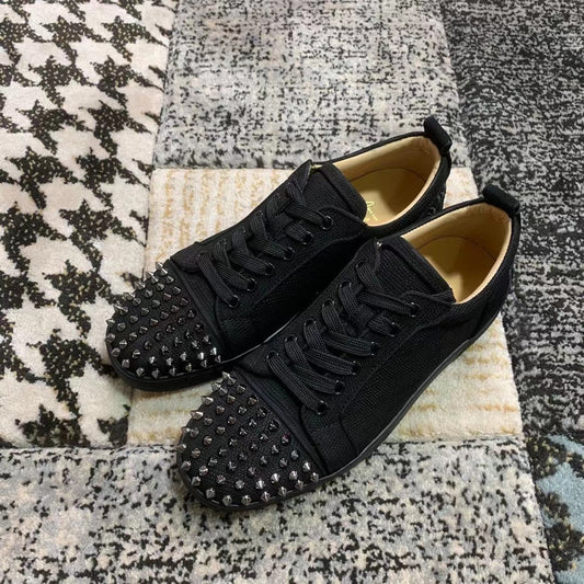 Christian Louboutin Black Silver Spikes Low