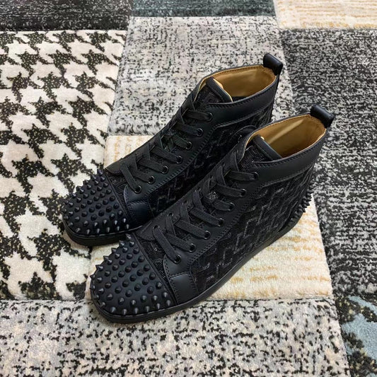 Christian Louboutin Black Pattern Spikes High