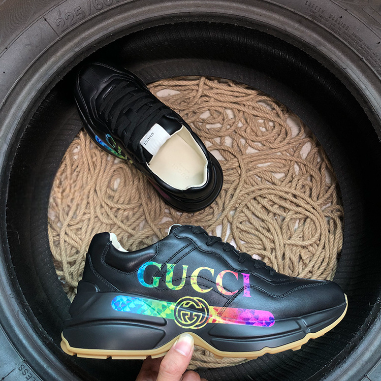 Gucci Rython Black Rainbow Logo