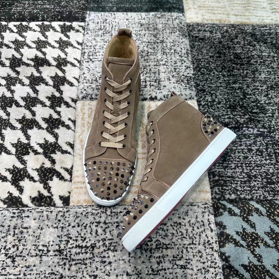 Christian Louboutin Cream Velvet Spikes High