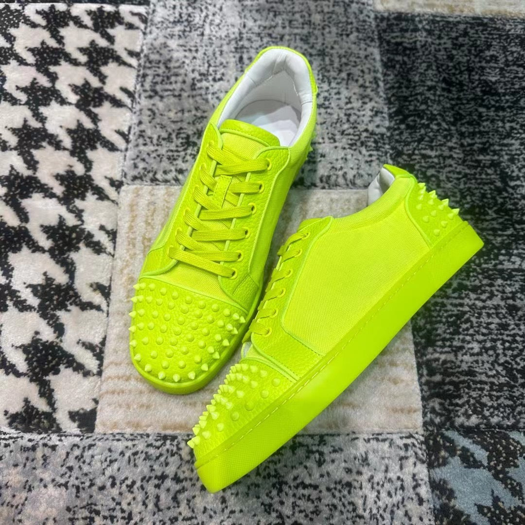 Christian Louboutin Electric Lime Low Spikes