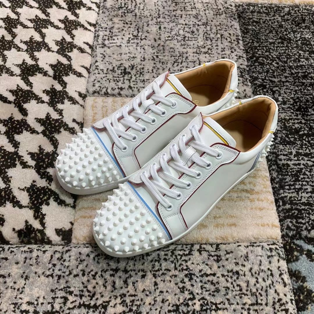 Christian Louboutin White Spikes Low