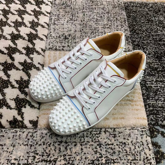 Christian Louboutin White Spikes Low