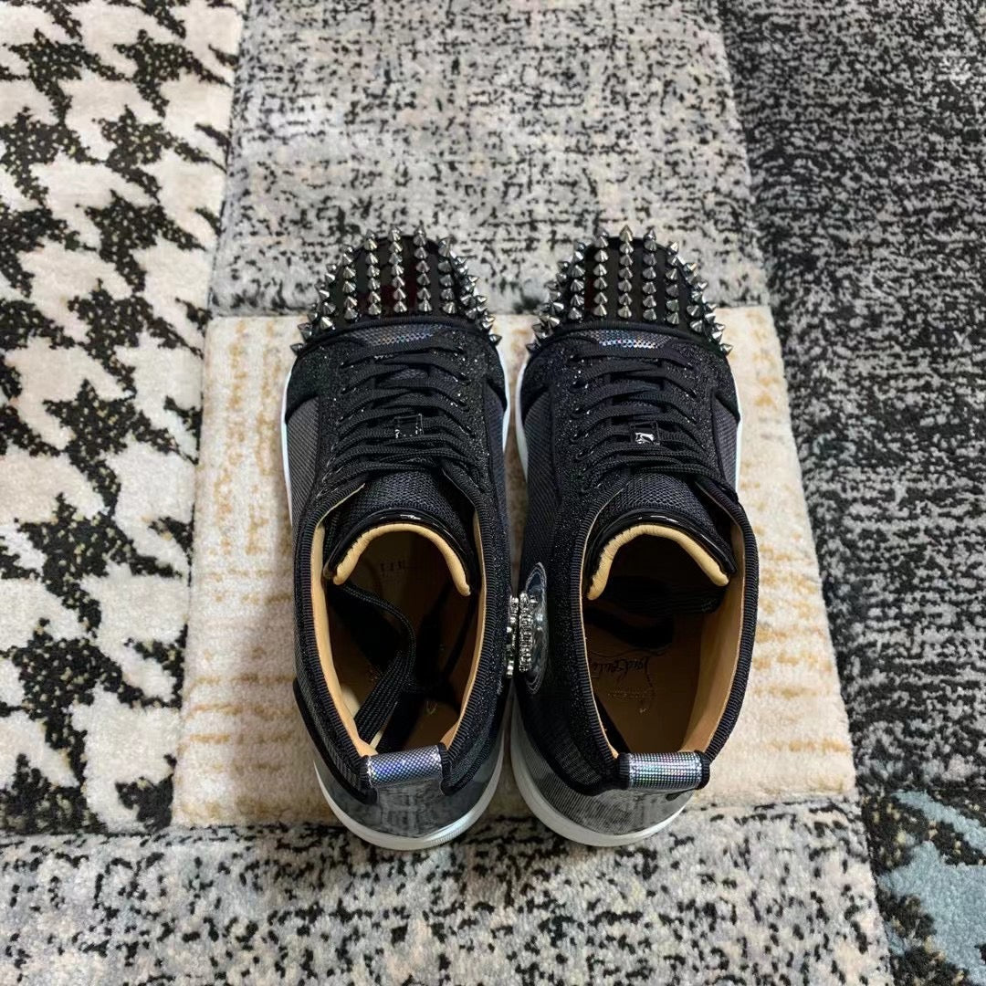 Christian Louboutin Black / Fade Back Spikes High