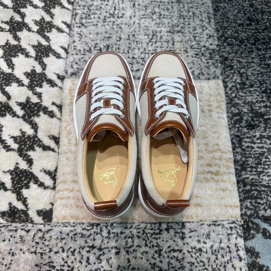 Christian Louboutin Classic Brown & White Low