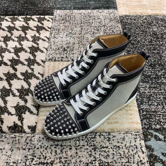 Christian Louboutin Black & Gray Spikes High