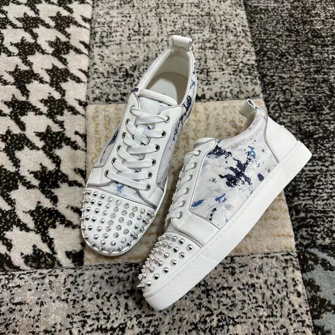 Christian Louboutin White Low Spikes