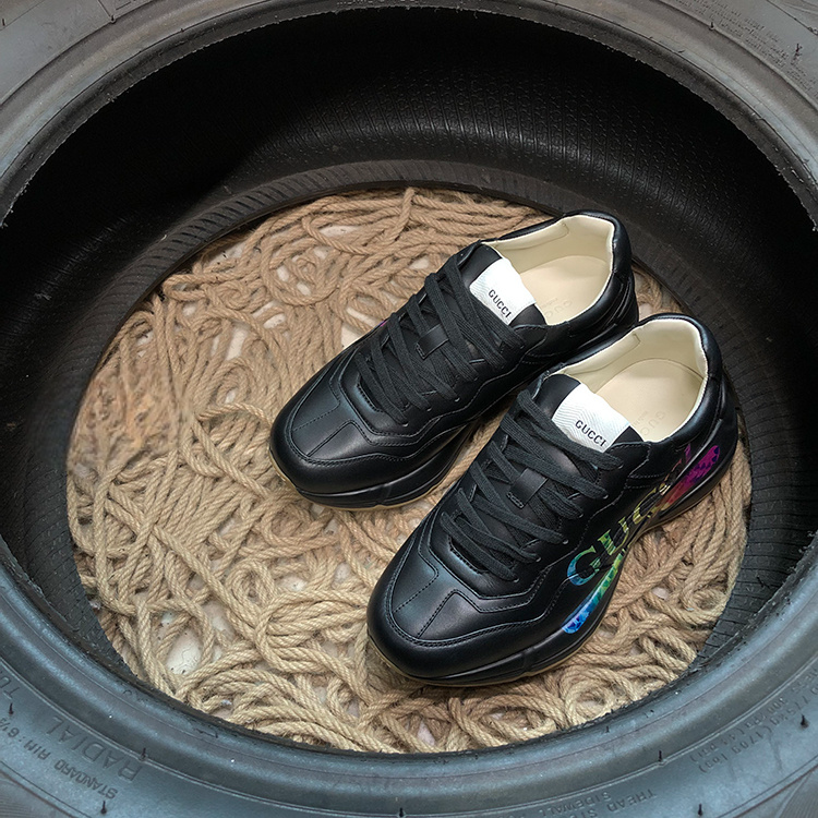 Gucci Rython Black Rainbow Logo