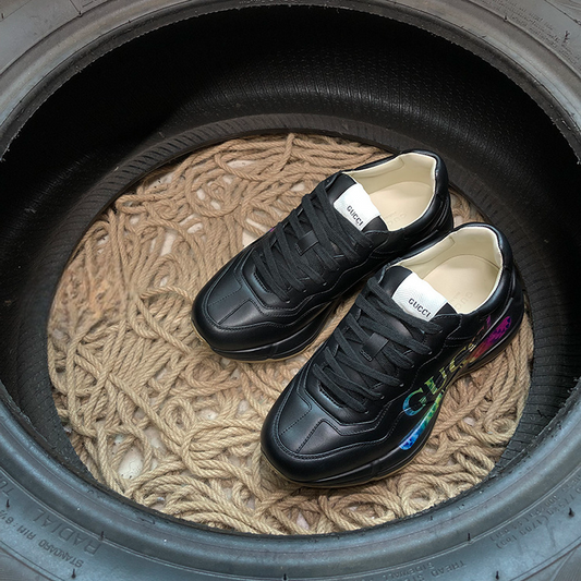 Gucci Rython Black Rainbow Logo