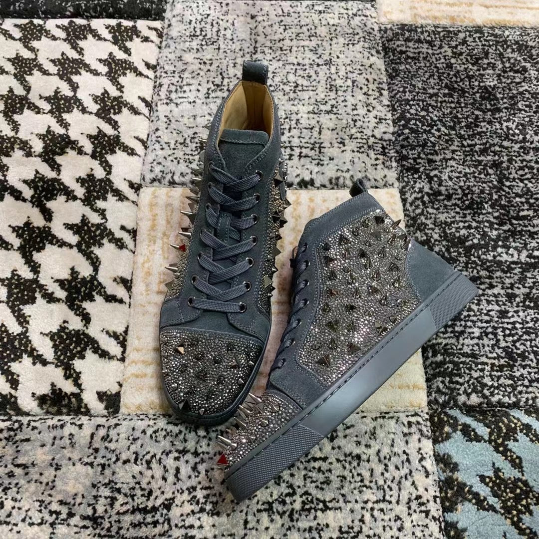 Christian Louboutin Gray Spikes High – Luxury