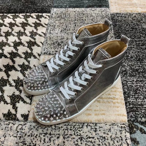 Christian Louboutin Silver Spikes High