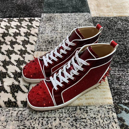 Christian Louboutin Red Diamonds Spikes High