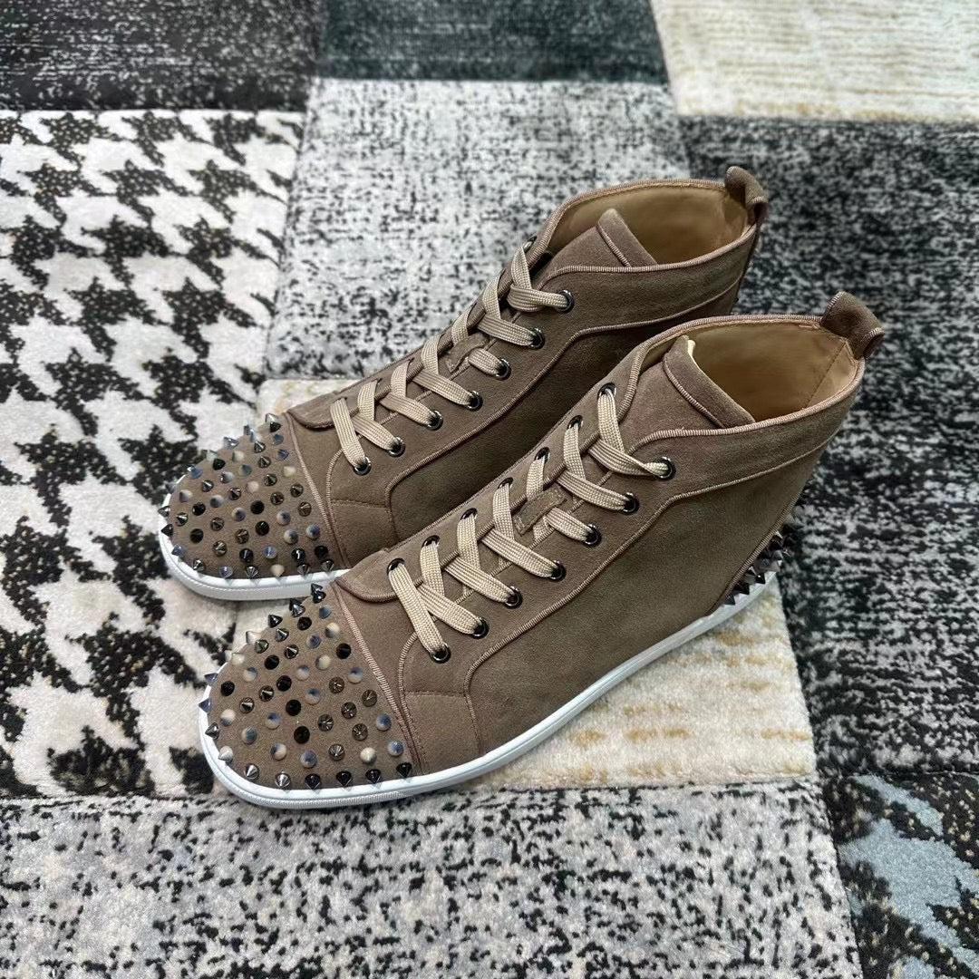 Christian Louboutin Cream Velvet Spikes High
