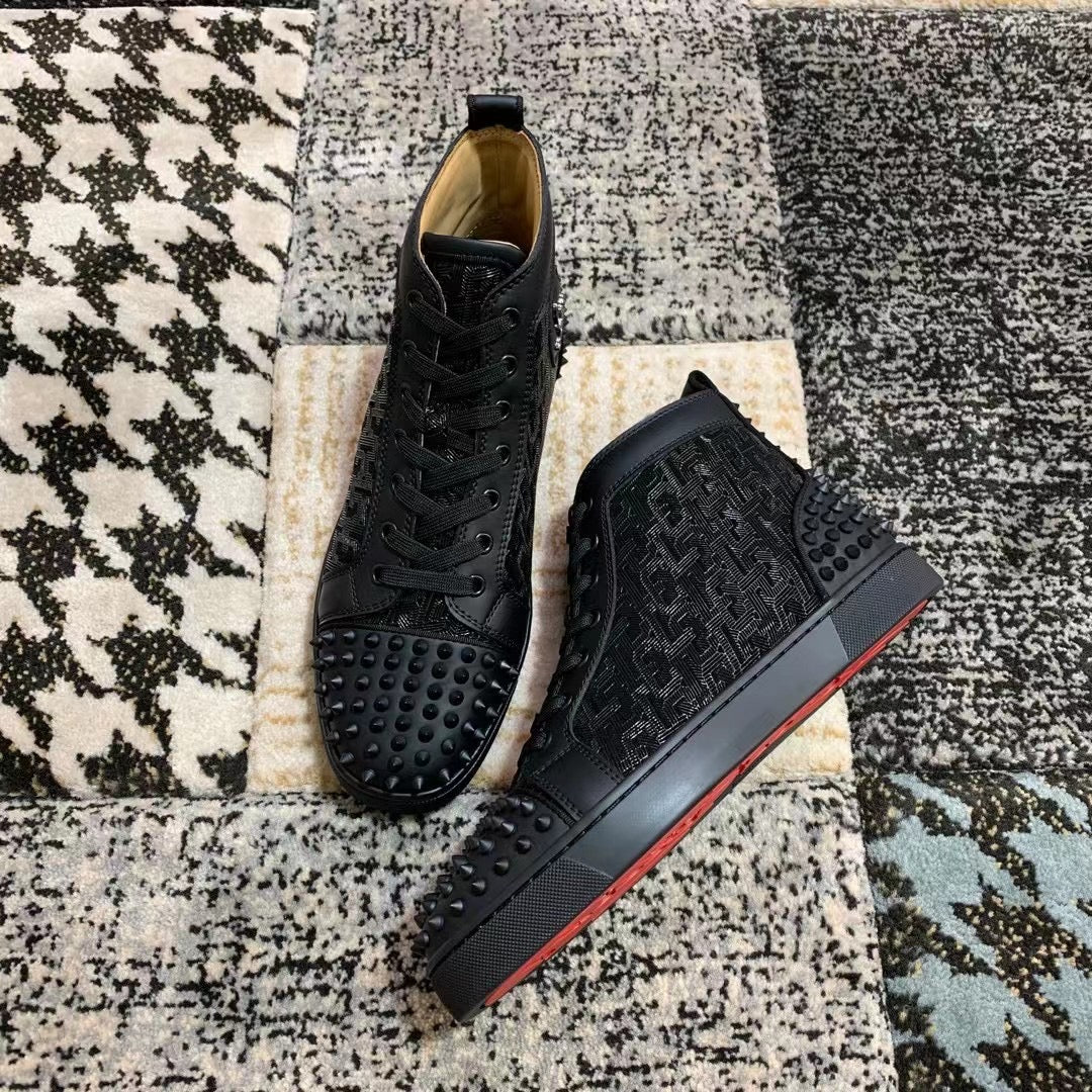 Christian Louboutin Black Pattern Spikes High