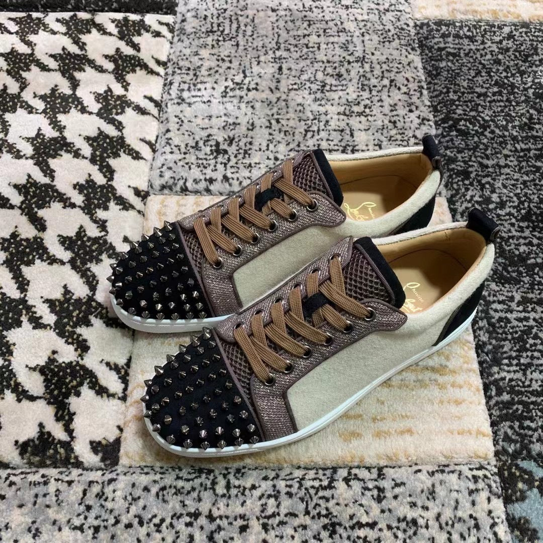 Christian Louboutin Brown / Black Spikes Low