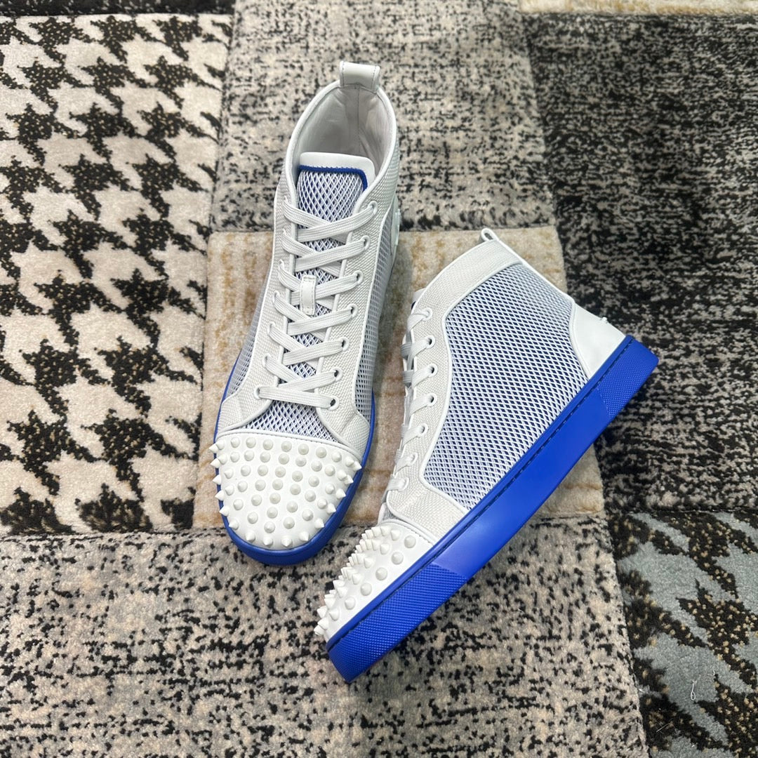 Christian Louboutin Blue / White Spikes High