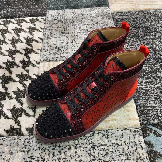 Christian Louboutin Black / Red Spikes High