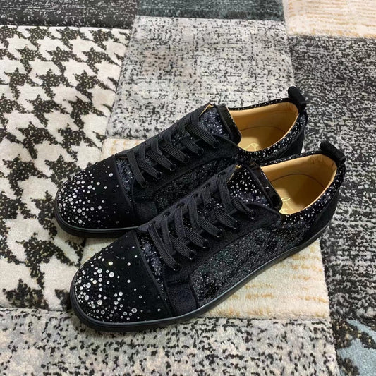 Christian Louboutin Black / White Diamonds Low