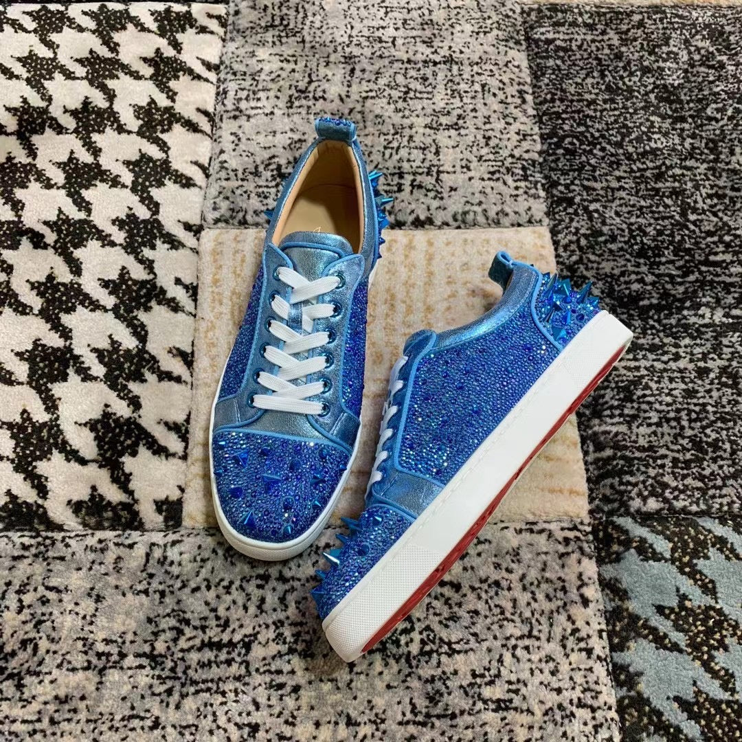 Christian Louboutin Blue Diamonds Spikes Low