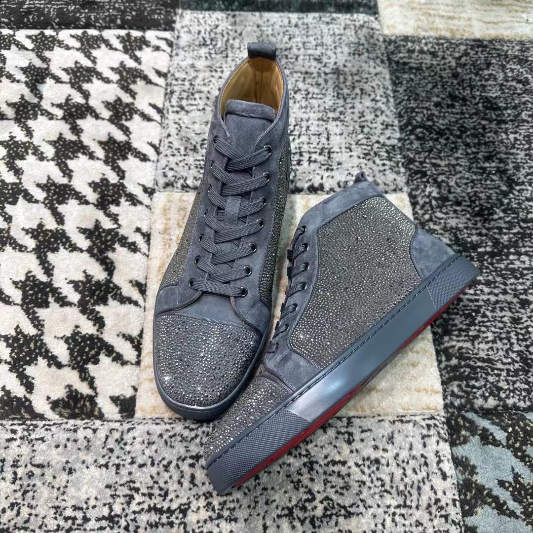 Christian Louboutin Gray Velvet Diamonds High