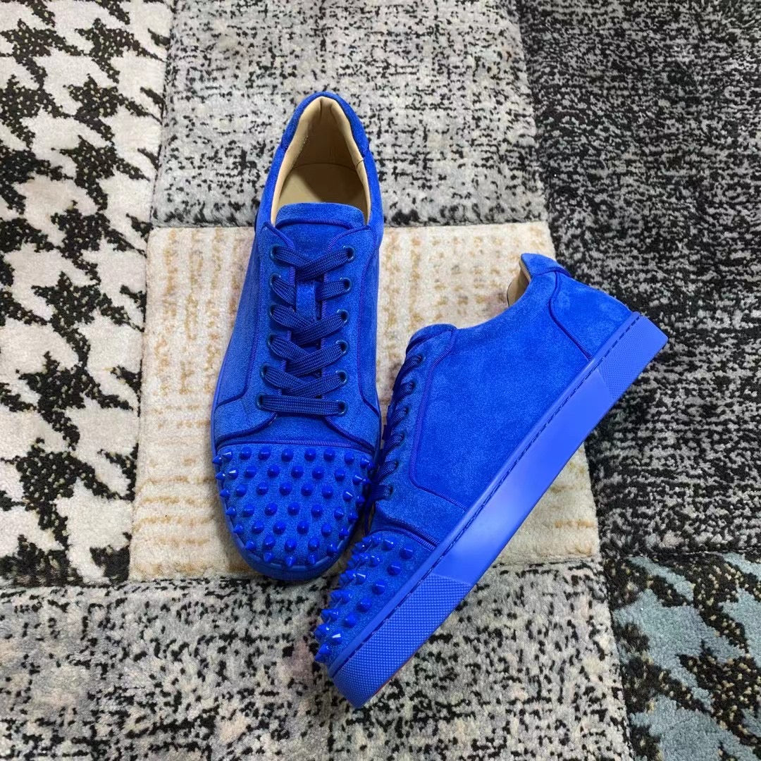 Christian Louboutin Blue Velvet Spikes Low