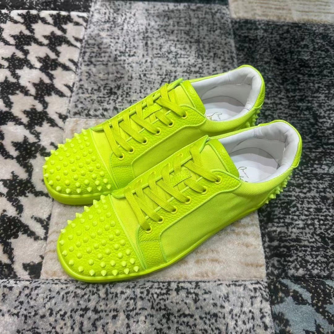 Christian Louboutin Electric Lime Low Spikes