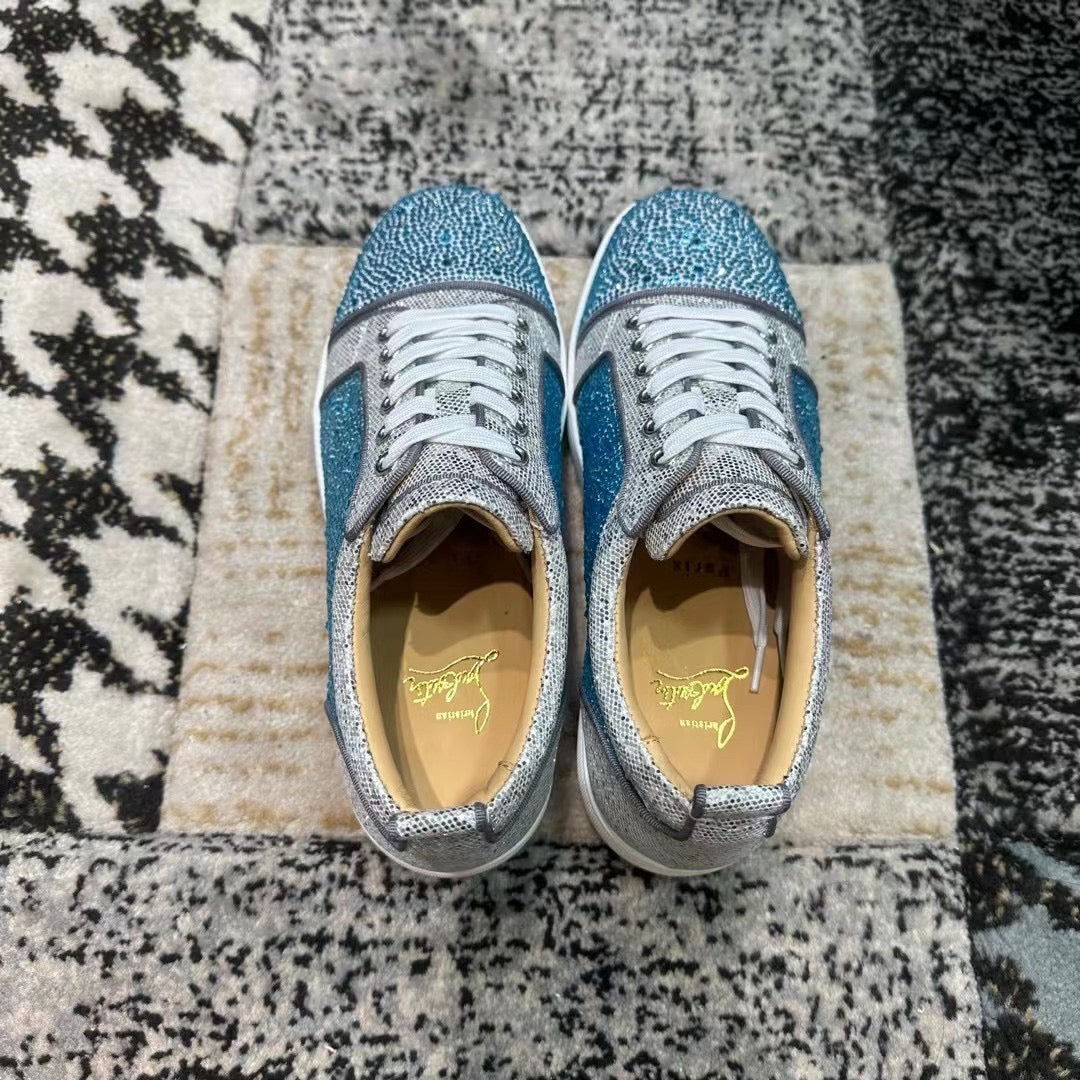 Christian Louboutin Blue / Gray Diamonds Low