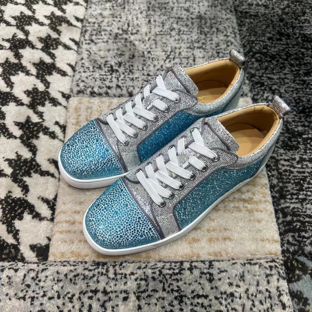 Christian Louboutin Blue / Gray Diamonds Low