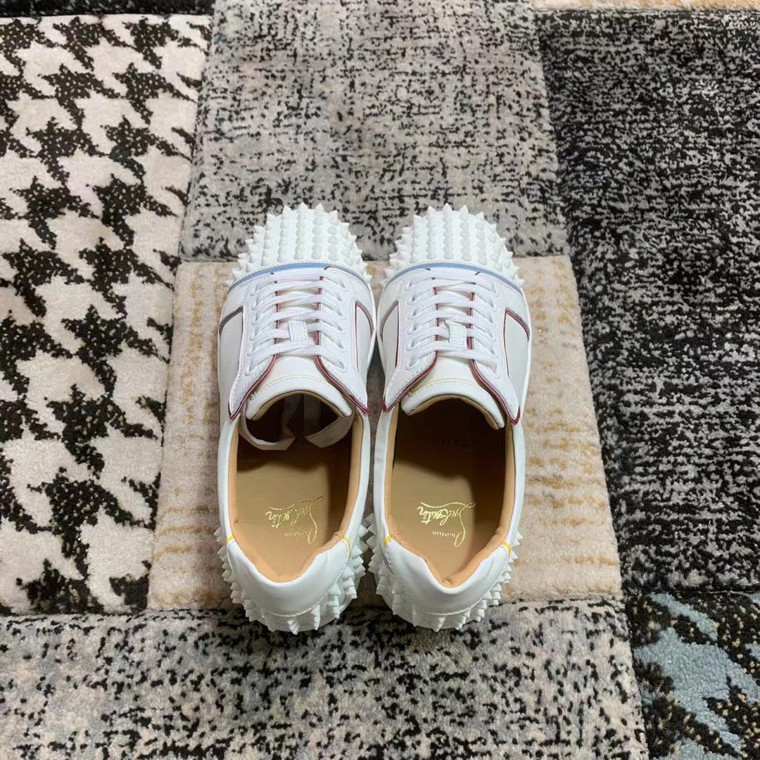 Christian Louboutin White Spikes Low