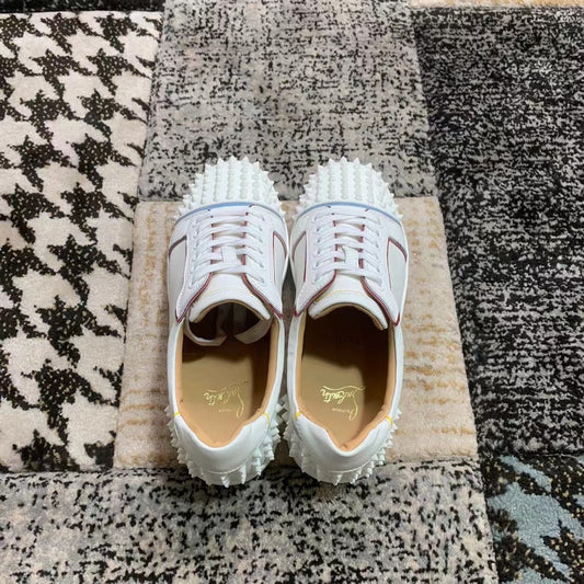Christian Louboutin White Spikes Low