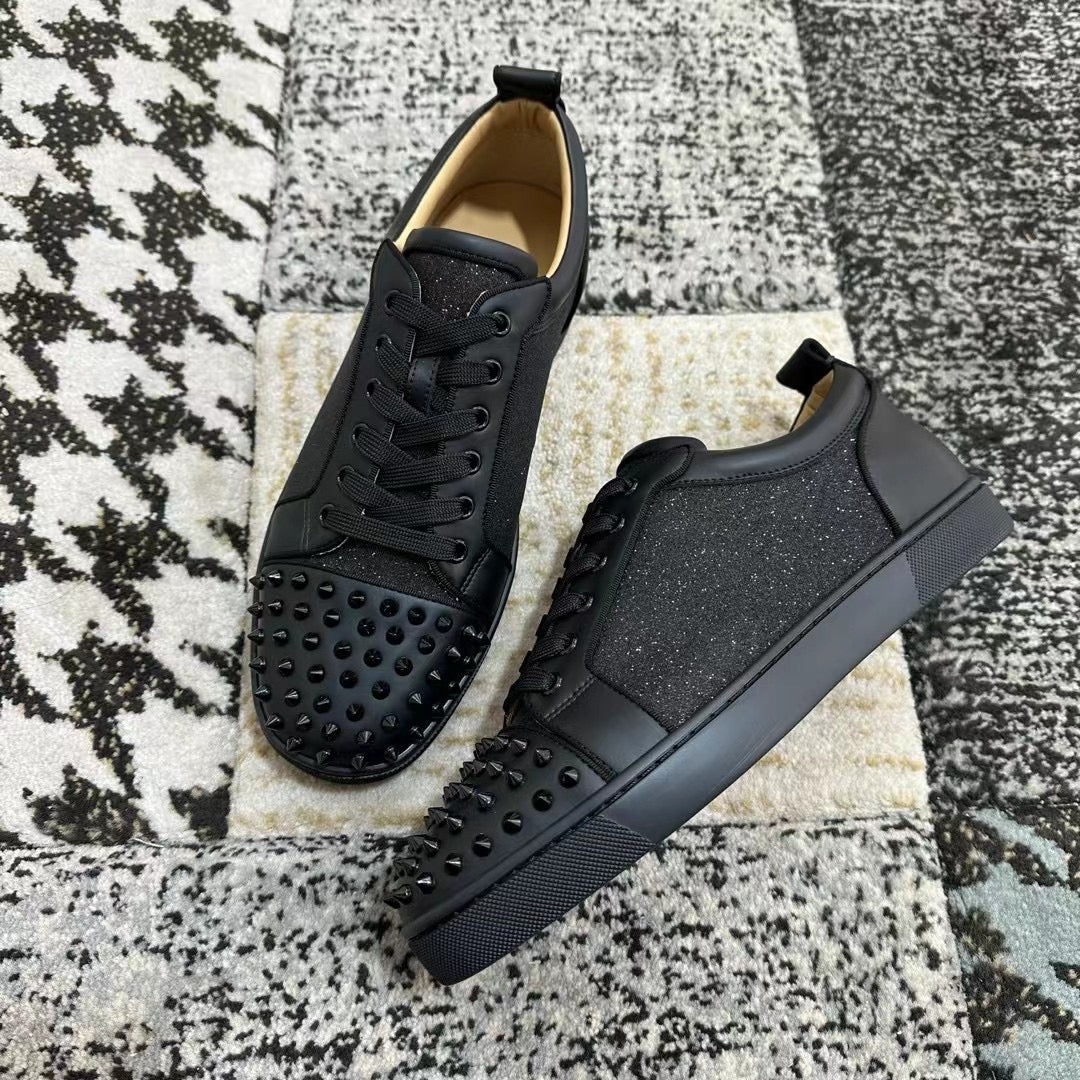 Christian Louboutin Low Black Shiny Spikes