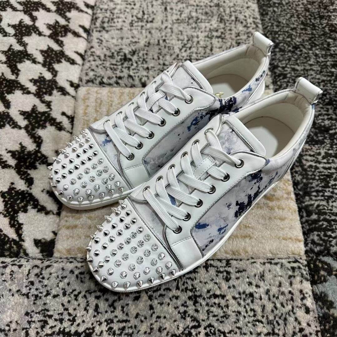 Christian Louboutin White Low Spikes